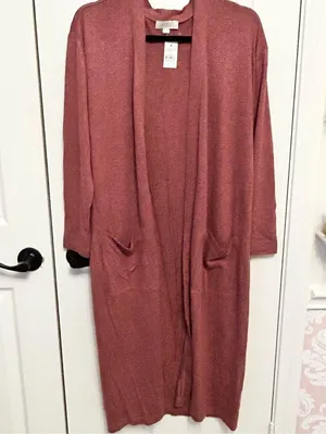 LOFT Rose Heathered Bath Robe / Cardigan Small NWT thumbnail 3