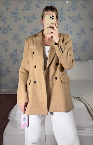 Avec Les Filles Camel Coat thumbnail 1