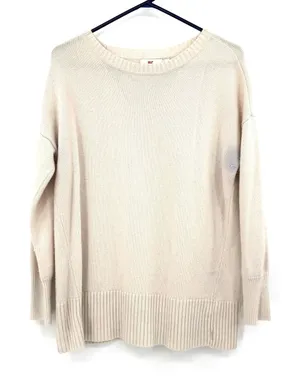 Vineyard Vines Size Medium Pullover Sweater Cashmere Blend Cream‎ Knit Flawed thumbnail 1