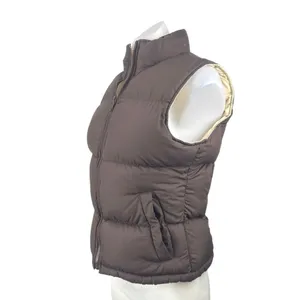 Big Chill Womens Brown Cream Reversible Zip Up Puffer Quilted Vest Jacket Size 8 thumbnail 2