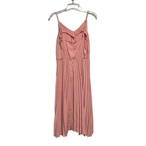 Women's Pink Pleated Sleeveless Midi Dress Size Medium thumbnail 8