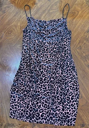 Altar’d State Leopard Cowl neck velvet mini dress size medium thumbnail 1