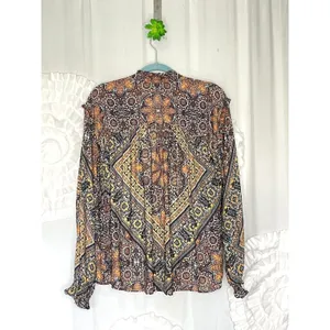 Free People Little Runaway Medallion Print Top Blouse Size Small Keyhole Neck thumbnail 11