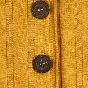 Free People Central Park mustard yellow rib knit button sweater top XS thumbnail 4
