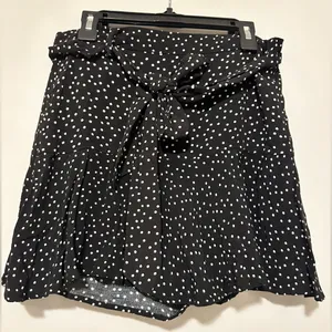 Zara Polka Dot Mini Skort Black and White tie belt size M thumbnail 3