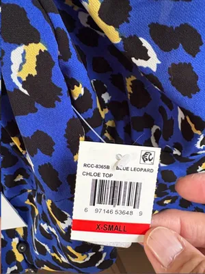 NWT RAHI Chloe Puff Shoulder Blue Animal Print Crop Top Size XS thumbnail 7