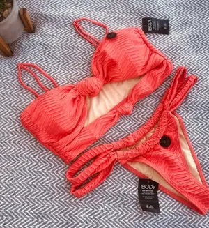 New Cotton On coral textured Bikini Top ban-do size s/m thumbnail 1
