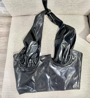 Black Faux Leather Sexy Top thumbnail 4