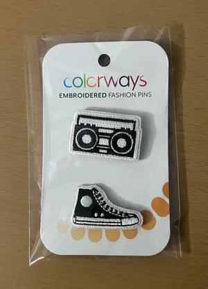 Colorways Embroidered Fashion Pins - Boombox & Sneaker thumbnail 1