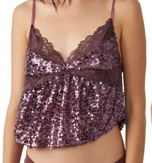 Free People NWT Intimately Right Rhythm Sequin Crop Camisole thumbnail 1