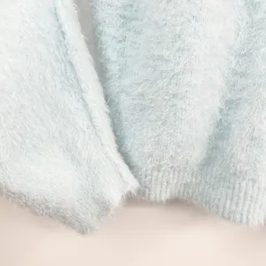Free People Womens Princess‎ Delicate Blue Fuzzy Ethereal Coquette Sweater M thumbnail 5