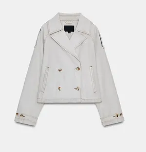 BNWT Zara Blue/Grey Washed Herringbone Jacket  thumbnail 1