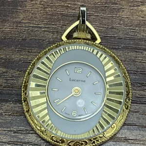 Vintage Lucerne‎ Watch Gold Tone Swiss Made Pendant Mechanical Wind Up Works! thumbnail 2