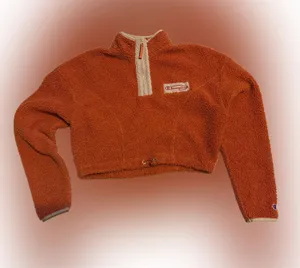 Champion Orange Sherpa Zip-Up Pullover with Contrast Trim thumbnail 1