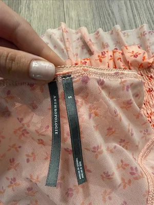 Anthropologie Smocked Ruffle Cami & Short/Brief Set - Pink Floral size small thumbnail 8