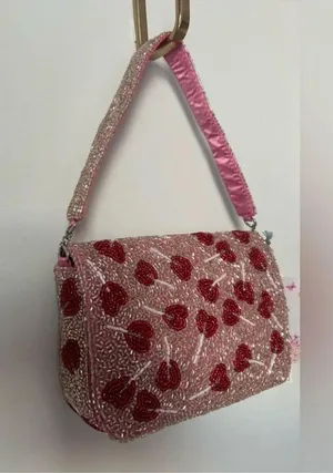 viral beaded lollipop shoulder bag sequins hand made Pink thumbnail 4