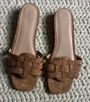 Ann Taylor Brown Cork Woven Slides thumbnail 1