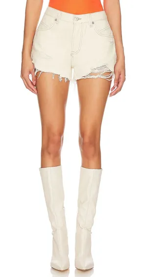 Free People We The Free Now Or Never Denim Shorts Distressed Raw Hem Tan 28 thumbnail 1