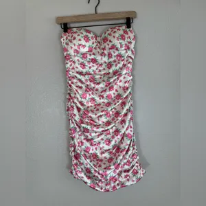 Revolve More To Come Evita Sweetheart Pink Floral Strapless Mini Dress M $78 thumbnail 4