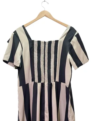 Ivy City Co Marni Dress Sz 1X Black Gold Stripe Satin Bow Midi Retro Party NWT thumbnail 7