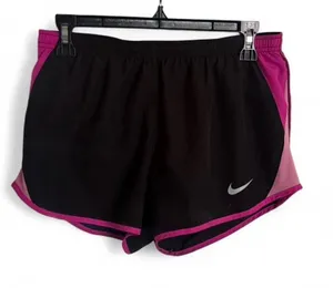 Nike Dri-FIT Women’s Black/Pink Colorblock Running Shorts M Elastic Waist thumbnail 1
