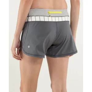 Lululemon Speed Up Shorts Womens 4 Grey Striped Waistband Neon Zip Running‎ 2.5" thumbnail 2