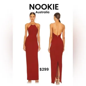 Nookie Lexi Chain Formal Full Length Gown Slit Back Chain Full Sexy Bodycon NWT thumbnail 5