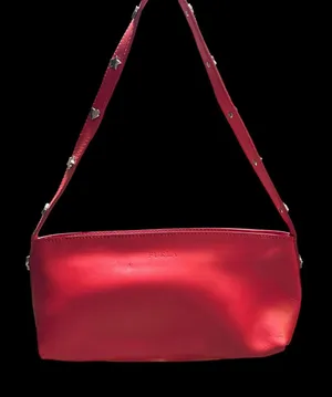 Furla Red Leather Shoulder Bag with Studded Strap thumbnail 1