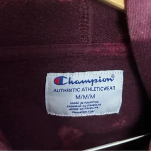 Champion Tie Dyed Cropped Sweatshirt Hoodie Burgundy Women’s Size Medium thumbnail 2