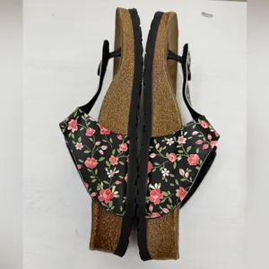 Birkenstock Papillio Black and Pink Floral Sandals with Cork Footbed Sz 6-6.5 thumbnail 9