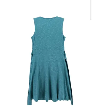 Toad&Co Cue Wrap Dress Size M Teal Blue Sleeveless Tie Waist thumbnail 3