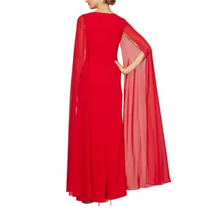 Alex Evenings Womens Cape Sleeve Gown Dress 8160255 Red 16 thumbnail 8