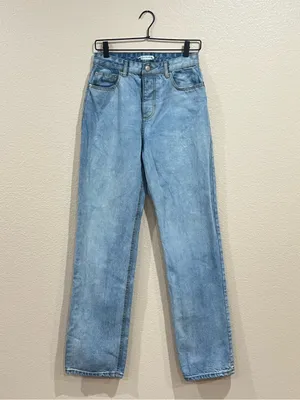 Avec Les Filles Light Wash High Waist Straight Leg Button Fly Jeans Size 27 thumbnail 6