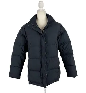 LL Bean Black and Pink Puffer Feather Down Puffer Full Zip Ski Winter Jacket M thumbnail 12
