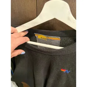 Aviator Nation Black Velvet Striped Crew Sweatshirt women's xxl thumbnail 3
