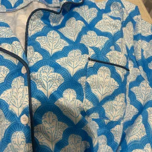 Blue and White Women’s Short Sleeve and Shorts Pajamas thumbnail 4