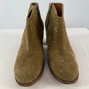 Frye Nora Suede Studded Booties‎ in Olive Green Size 8 thumbnail 3