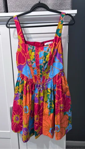 Olivaceous Bright Floral Cotton Sundress in a Vibrant Rich Floral Print NWOT thumbnail 1