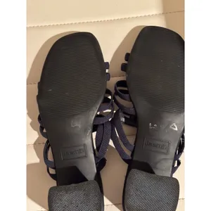 Jasmin Womens Navy Blue Strappy Block Heel Slide Sandals Square Toe Mules Size 7 thumbnail 4