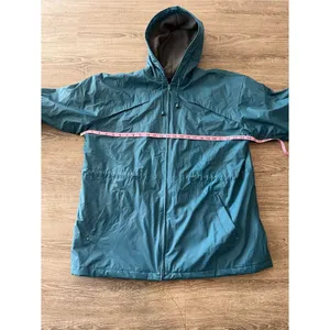 Misty Harbor Rain Coat Jacket Womens Large Teal Hooded Fleece Lined Vinyl Coat thumbnail 11