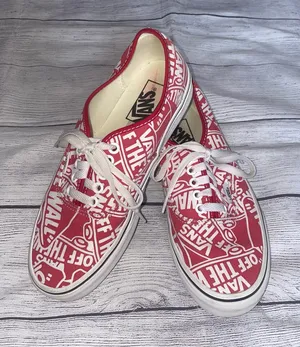 Vans Authentic Red and White Graphic Sneakers thumbnail 1