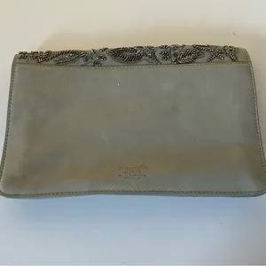Abercrombie Embroidered Beaded Leather Gray Clutch thumbnail 5