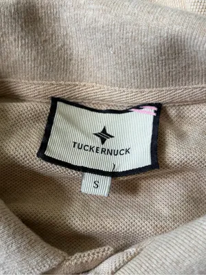 Tuckernuck sandstone Pique Holmes Boyfriend Polo beige short sleeve size small thumbnail 3