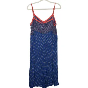 Anthropologie XL Blue Floral Wide Leg Cropped Jumpsuit Boho Adjustable Strap thumbnail 10