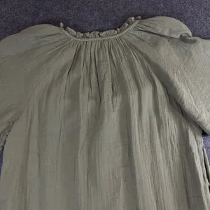 Old Navy Womens Olive Green Cotton Gauze Ruffle Neck Shift Dress Large Short Slv thumbnail 11