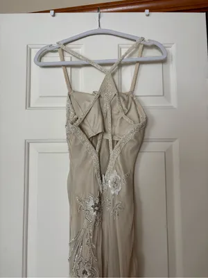 Scala Silk Beaded Cream Maxi Dress thumbnail 5