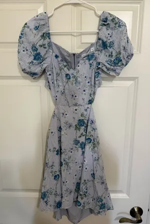 Altar'd State off the shoulder Blue Floral Dress thumbnail 1