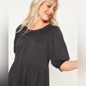 Old Navy Womens Puff Sleeve Flowy Peasant Dress Size XXL Smocked Tiered thumbnail 4