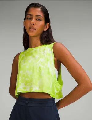 Lululemon All Yours Cropped Tank Top Lime Tie Dye Cotton Womens Size Medium thumbnail 1