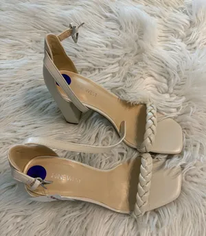 Nine West Cream Braided Ankle Strap Block Heel Sandals size 8,5 brand new thumbnail 1